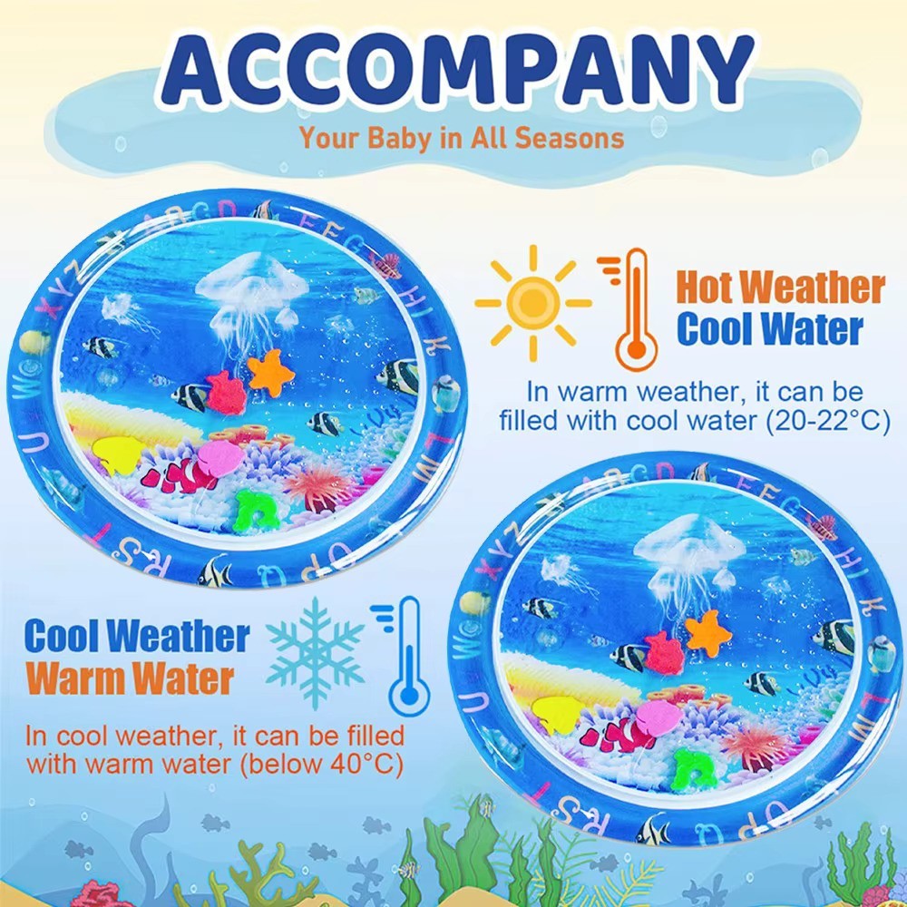 1pc Circular Inflatable PVC Baby Playing Water Mat White Jellyfish Toddler Pad Early Education Activity Toys Cushion Kids Gift
